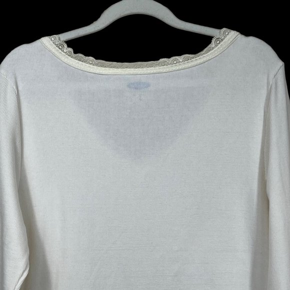 Old Navy Lace V-Neck Ribbed Long Sleeve Top NEW Sea Salt Womens Large - Picture 4 of 9